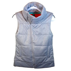 SAVVI MEG  Asymmetrical zip front High Collar quilted Vest in gray size Small